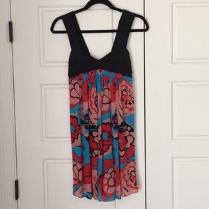 Black Halo XS silk dress - black bustier / floral